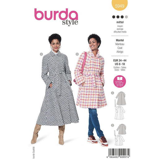 Patron de manteau court et long Burda 5949