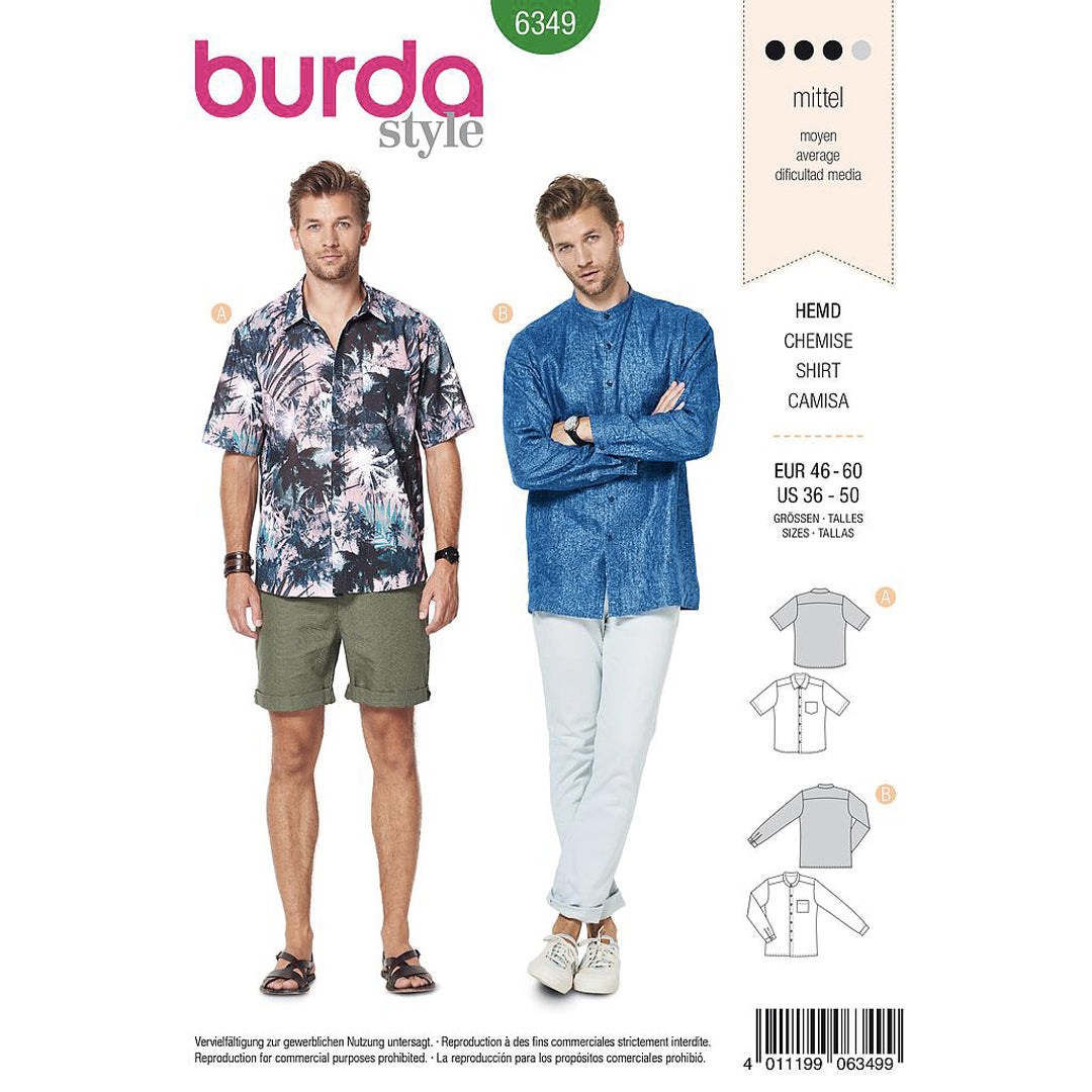 Patron de chemises classiques pour homme Burda 6349