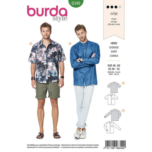 Patron de chemises classiques pour homme Burda 6349