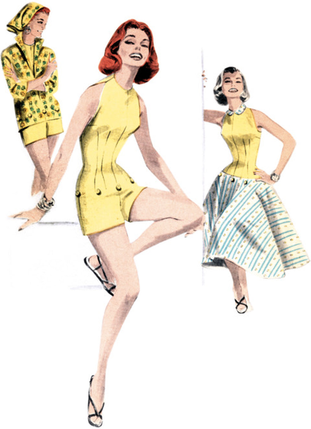 Patron combi-short, chemisier et jupe Vintage année 50, Butterick 6989