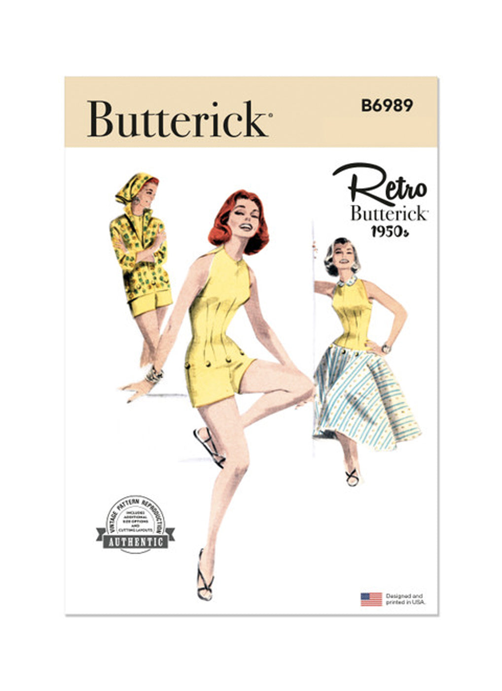 Patron combi-short, chemisier et jupe Vintage année 50, Butterick 6989