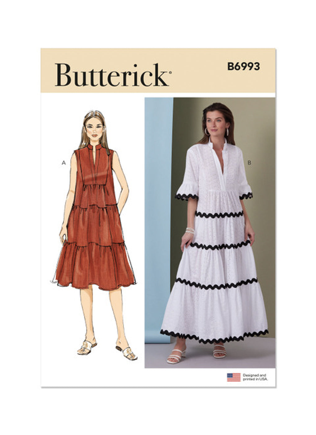 Patrons de robes amples avec col montant Butterick 6993