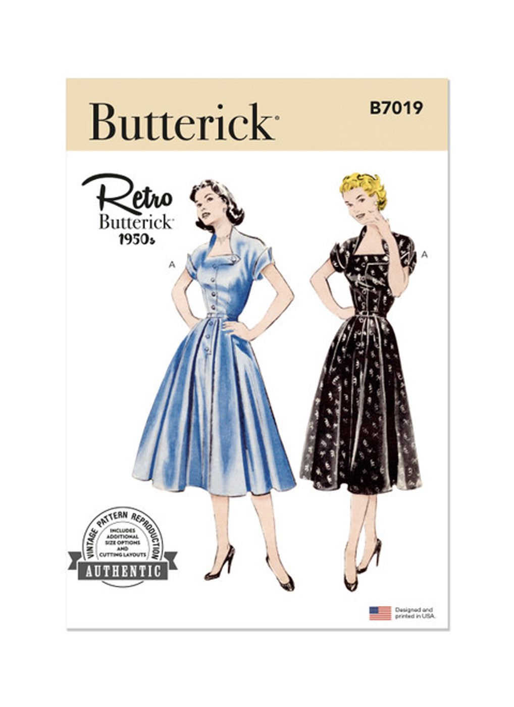 Patrons de couture robe vintage Butterick 7019