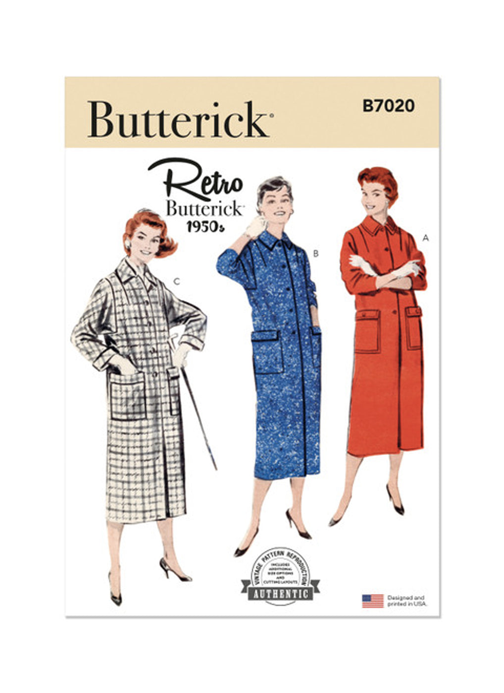 Patron de manteaux vintage années 50 Butterick 7020