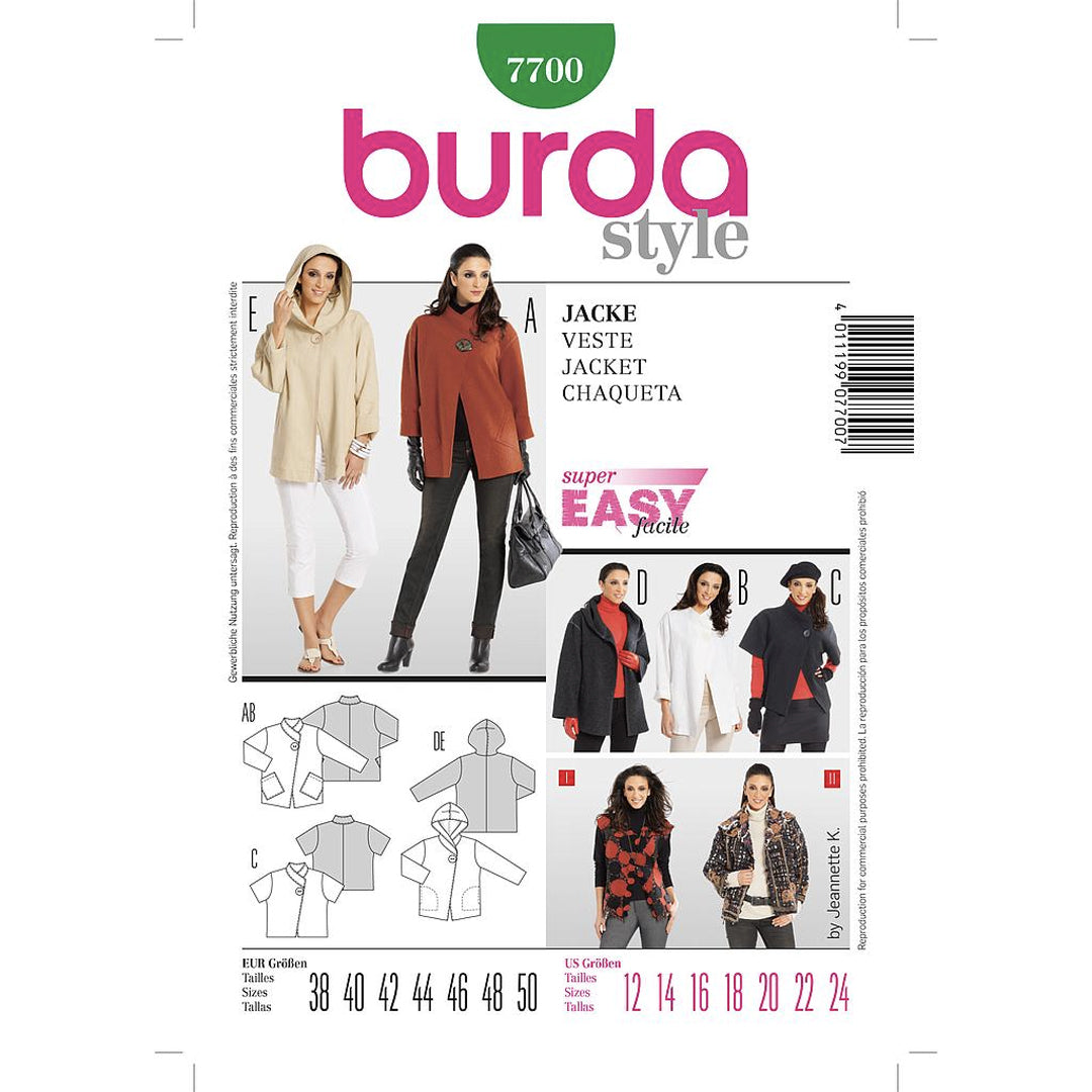 Patron de veste Burda 7700