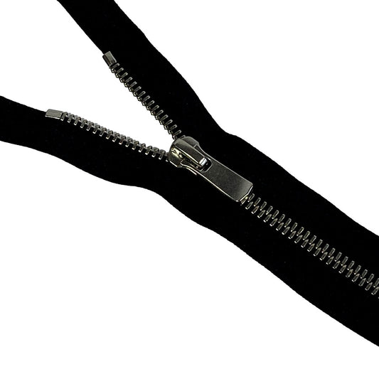 Fermeture à glissière YKK métal non séparable noir, ZIP 5 Excella nickelé fixe