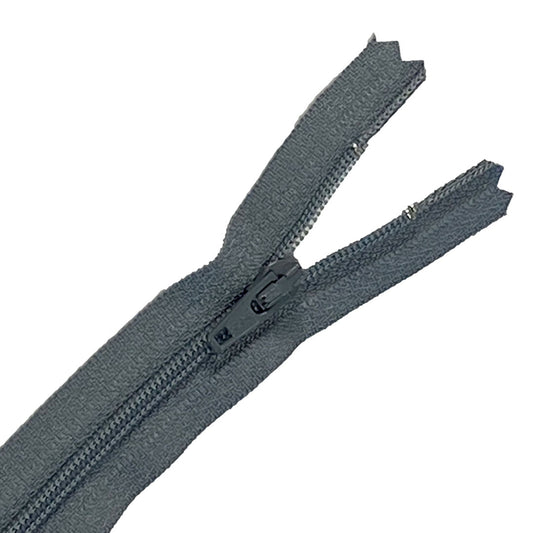 Fermeture éclair YKK non séparable gris, maille nylon 4mm, Zip 4 spirale fixe