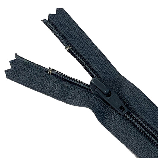 Fermeture éclair YKK non séparable gris anthracite, maille nylon 5mm, Zip 5 spirale fixe