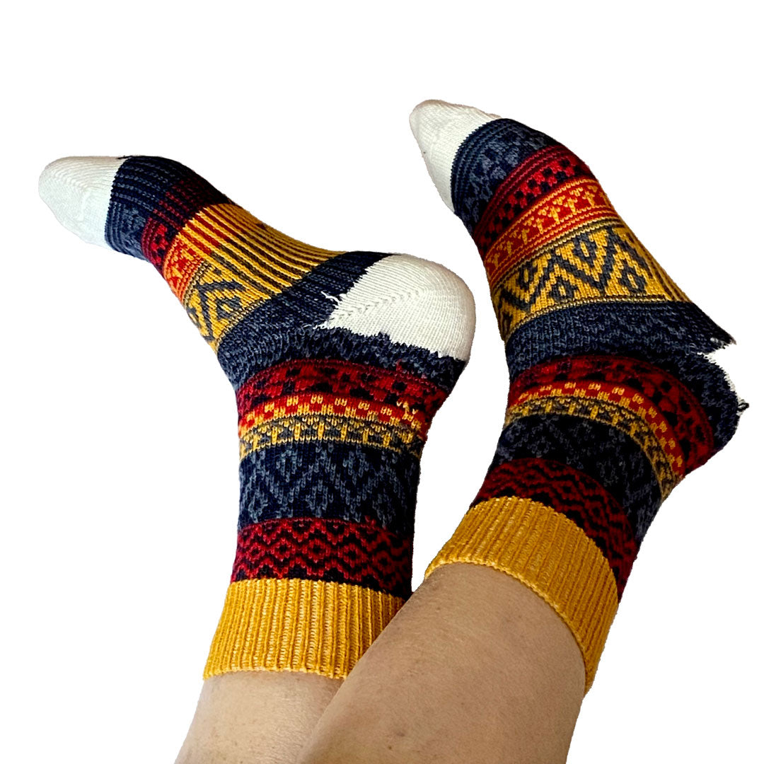 Chaussettes grosses mailles motifs norvégiens, Chaussettes homme