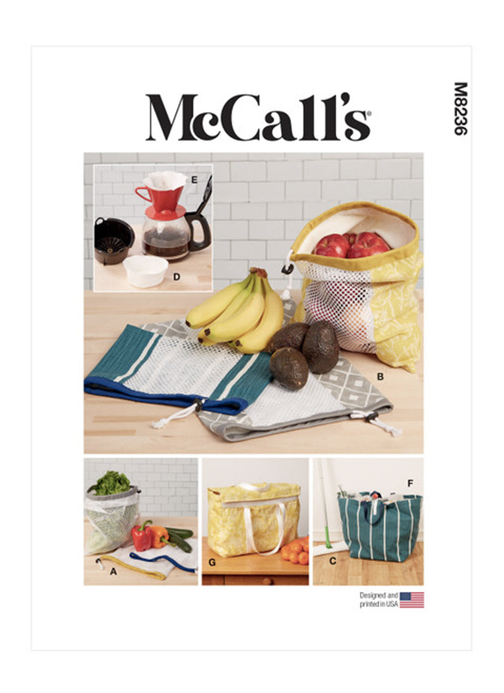 Patrons sacs de courses et accessoires de cuisine McCall's 8236