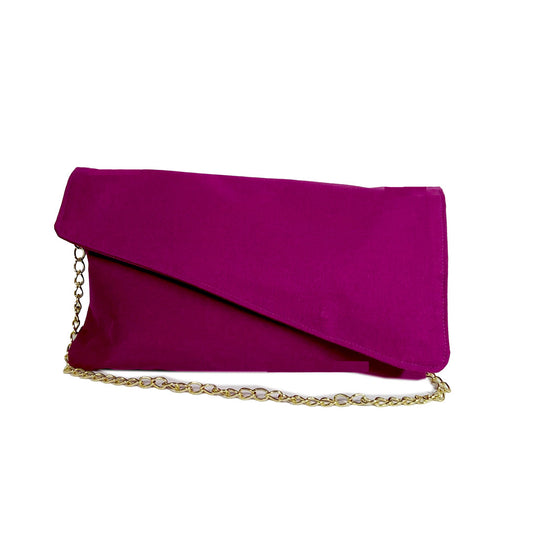 Sac pochette rose Dahlia tissu gabardine en bandoulière