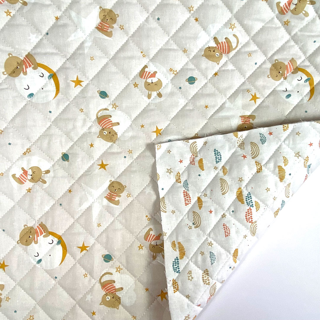 Coupon de tissu coton matelassé Oluna/Okolo grege, Destockage