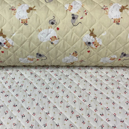 Tissu coton matelassé réversible pour enfants, Allana/Lovam jaune