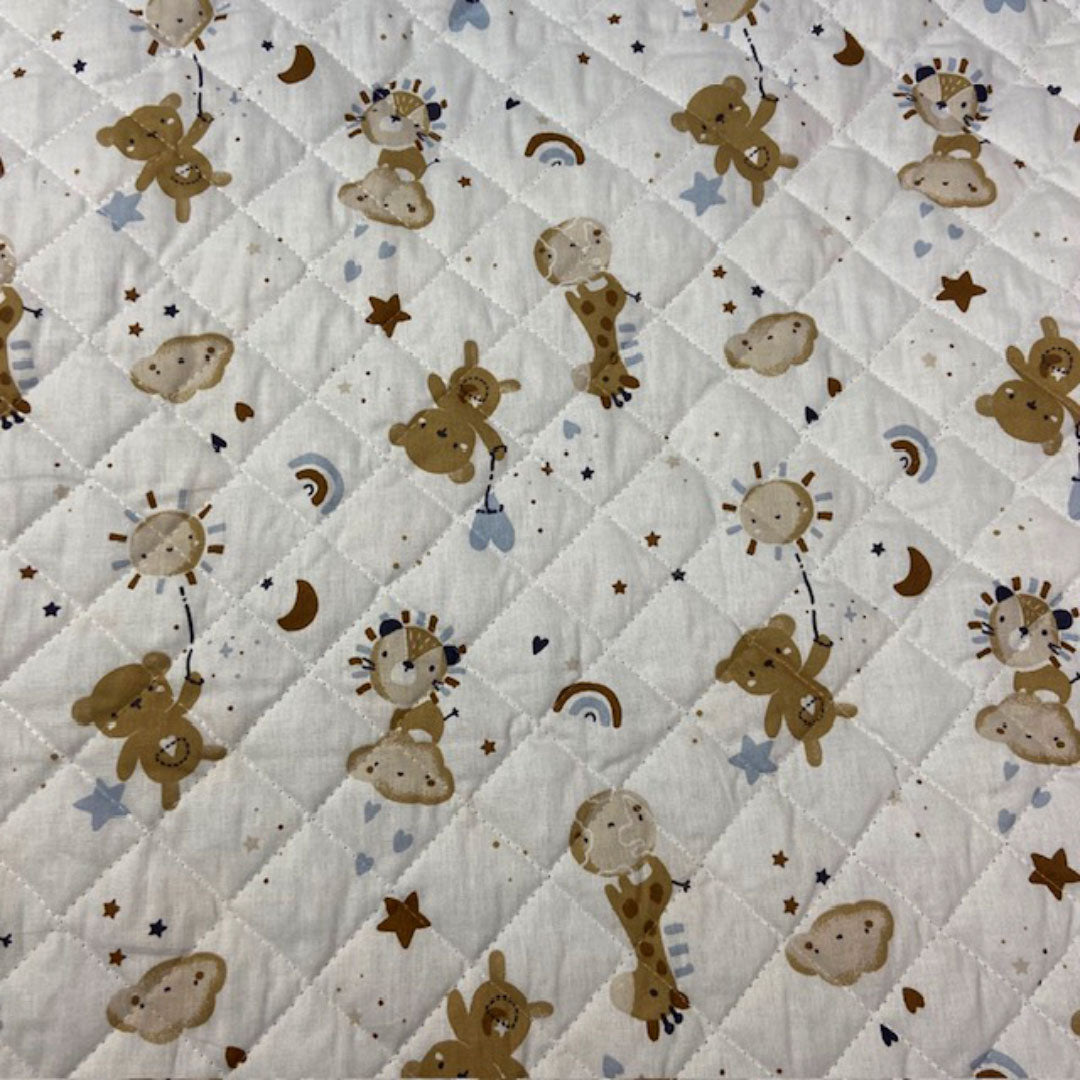 Tissu coton matelassé réversible pour enfants, Blini/Bloubi bleu