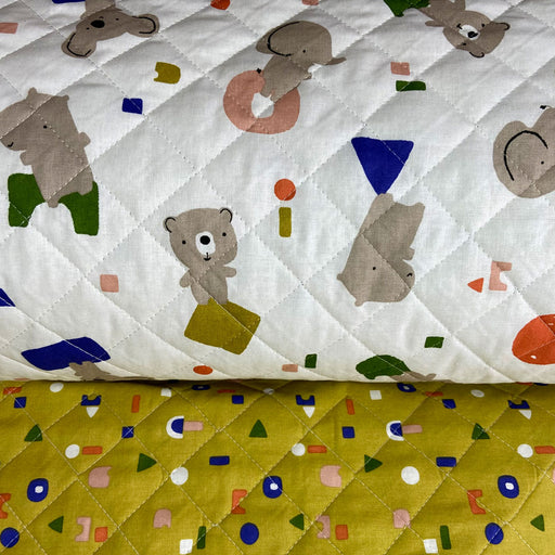 Tissu coton matelassé réversible pour enfants, blanc cassé/souffre, Hokus/Ozom/, 50cm