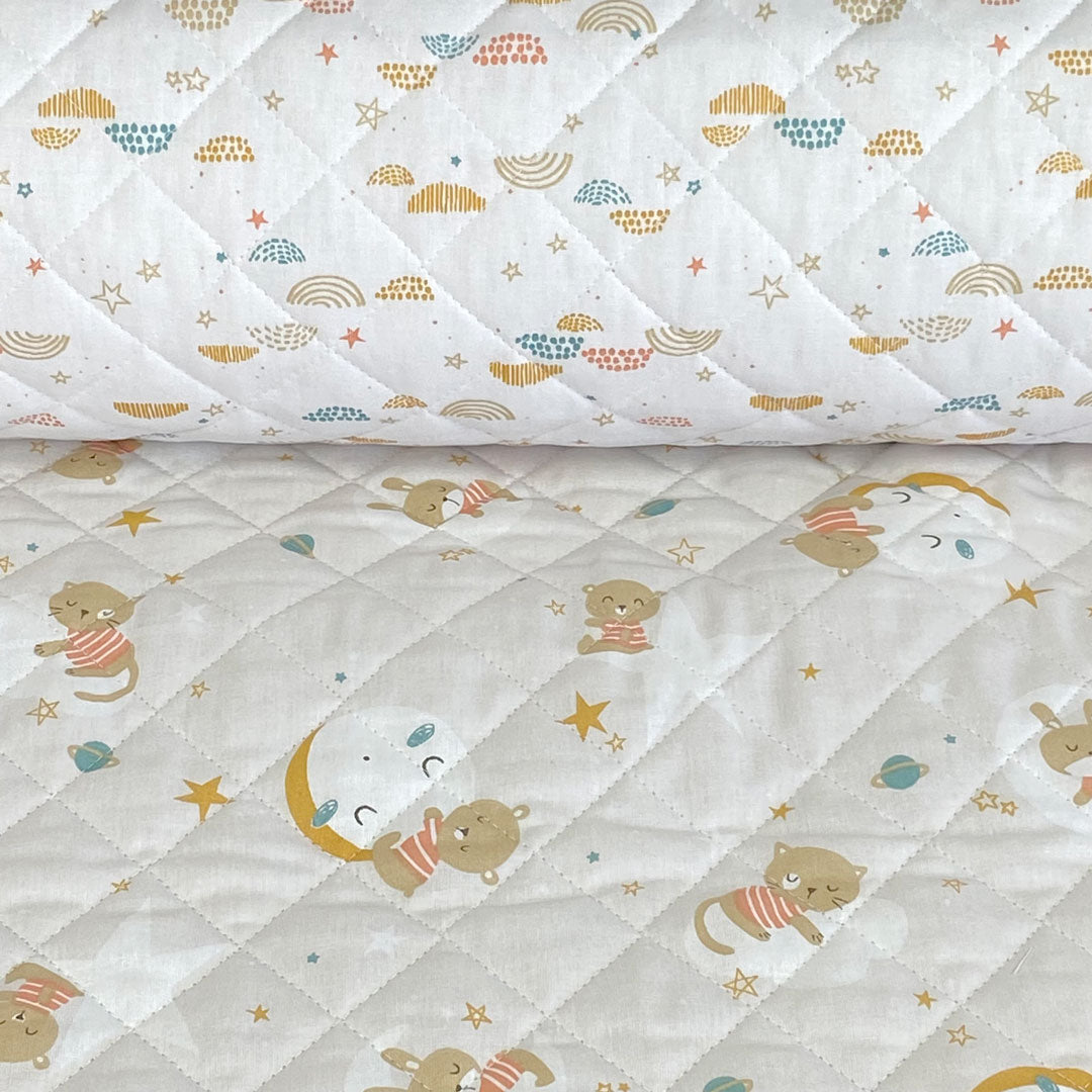 Coupon de tissu coton matelassé Oluna/Okolo grege, Destockage