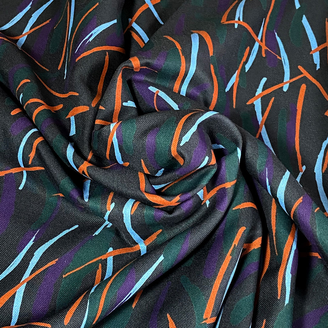 Tissu twill de viscose Fuji NIght, création française, Atelier Brunette 10cm