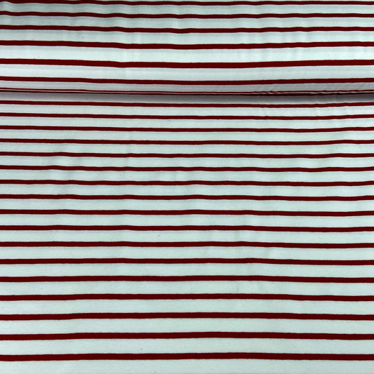 Tissu jersey rayures breton blanc/rouge, tissu Domotex, 50cm