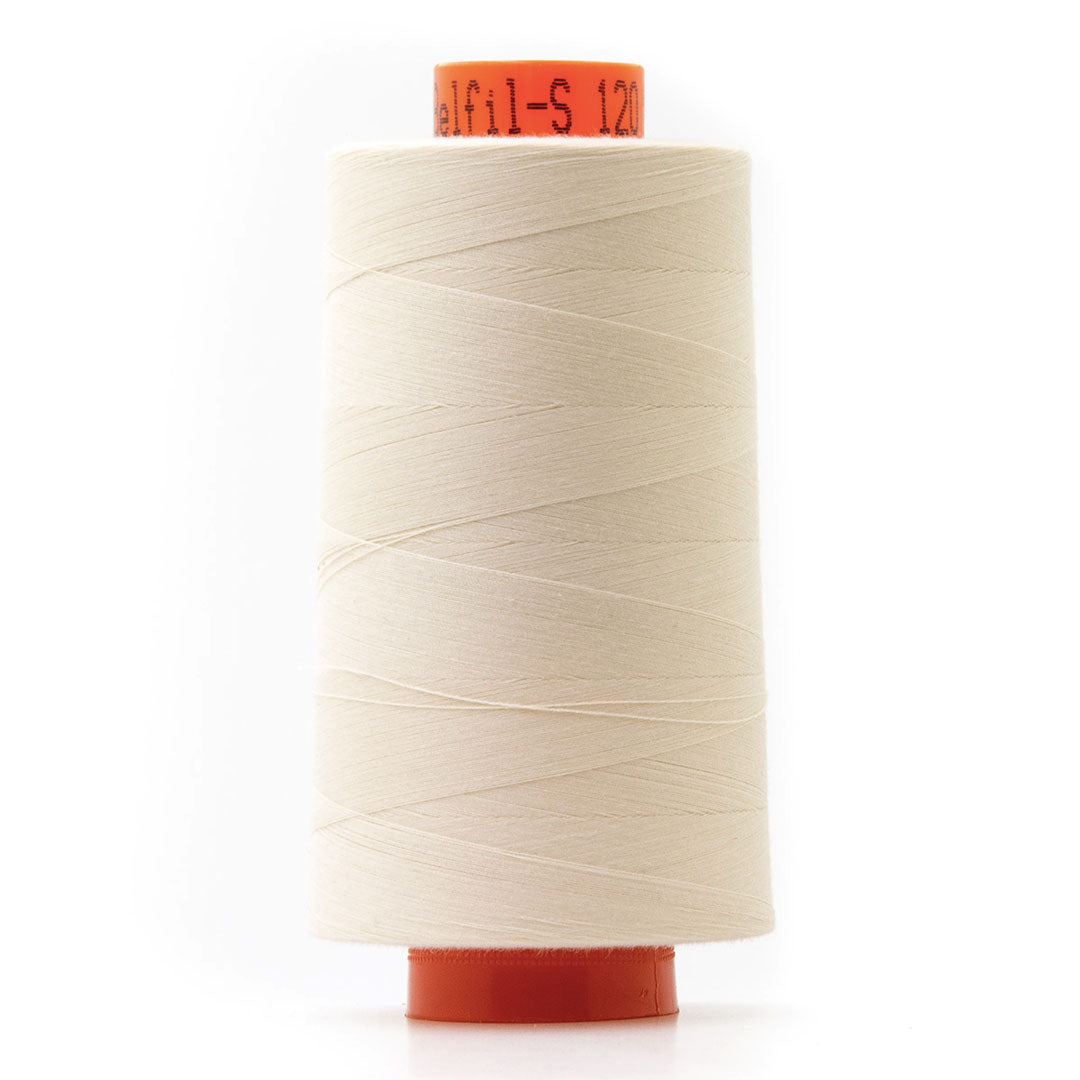 Bobine de fil polyester 5000m, cône surjeteuse blanc cassé, écru col 3000, Belfil