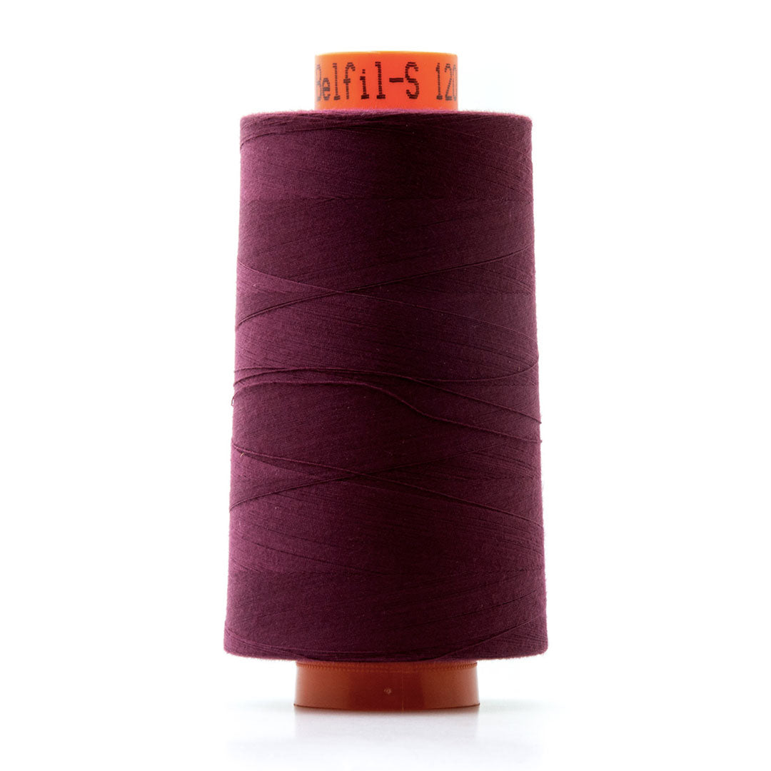 Bobine de fil polyester 5000m, cône surjeteuse rouge bordeaux, col 109, Belfil