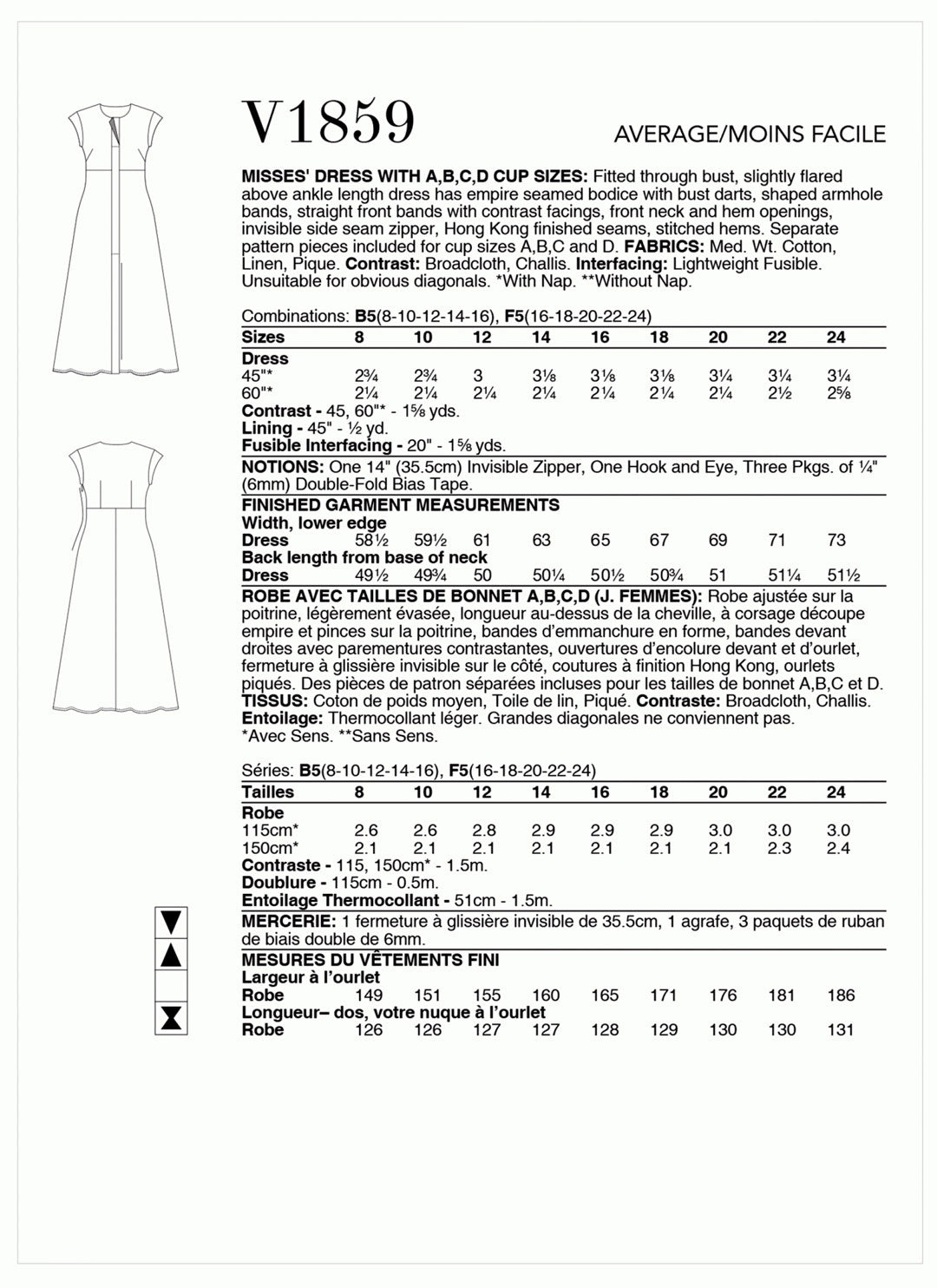 Patron couture femme, patron de robe Vogue 1859