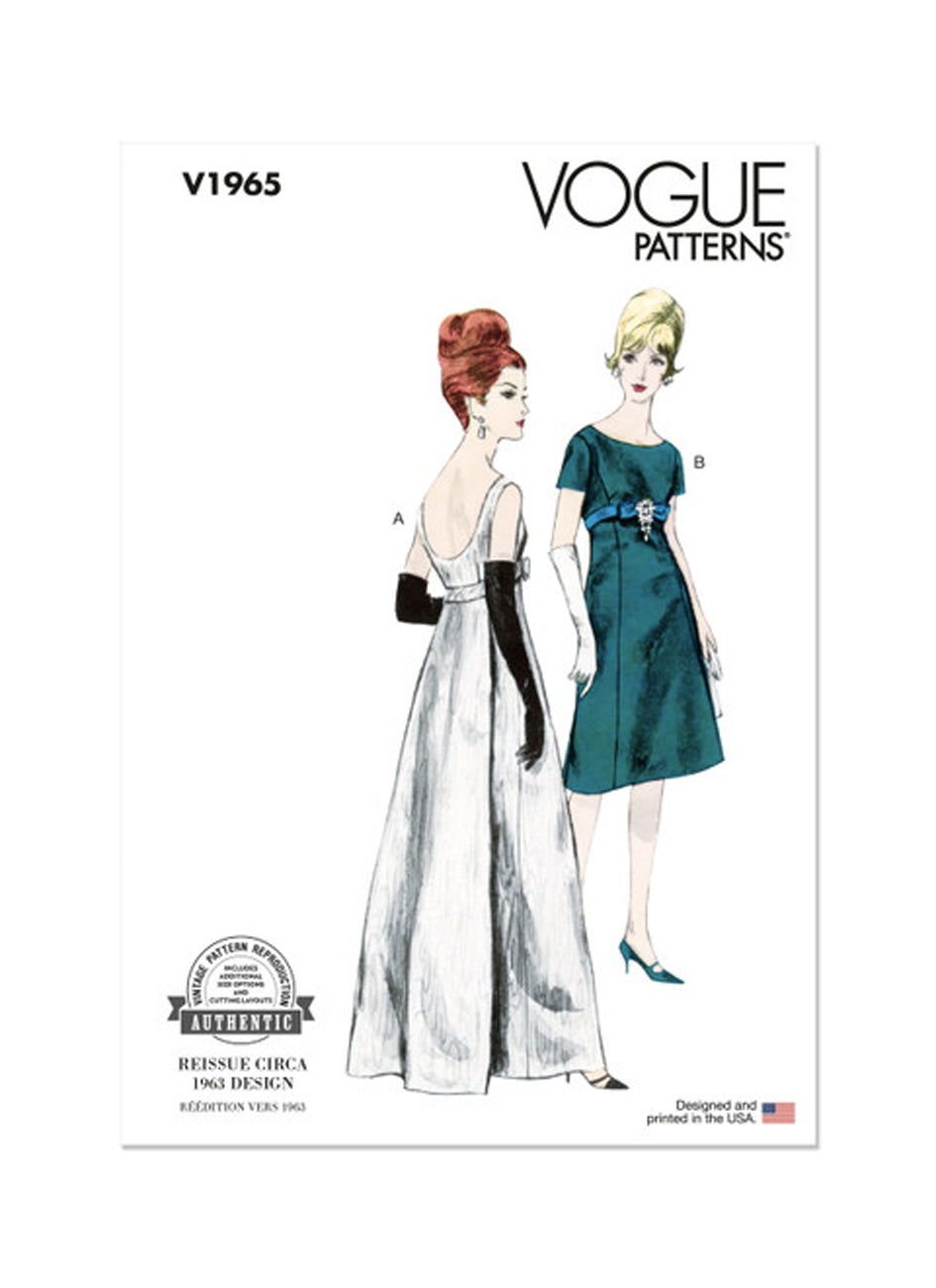 Patron couture femme, patron de robe vintage Vogue 1965