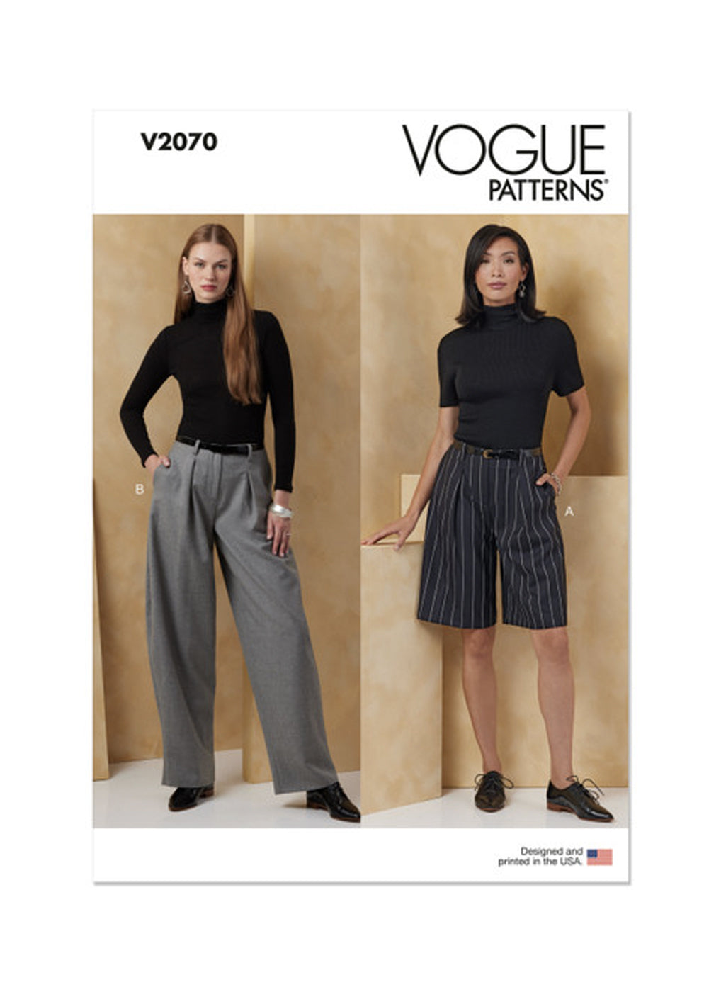 Patron couture femme, patron pantalon et short amples, Vogue 2070