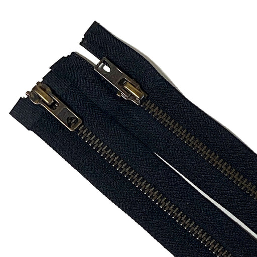 2pacs 70cm #8 Fermeture à glissière en métal double curseur séparable noir Fermeture  éclair A-Zipper Slider Zipper pour vestes