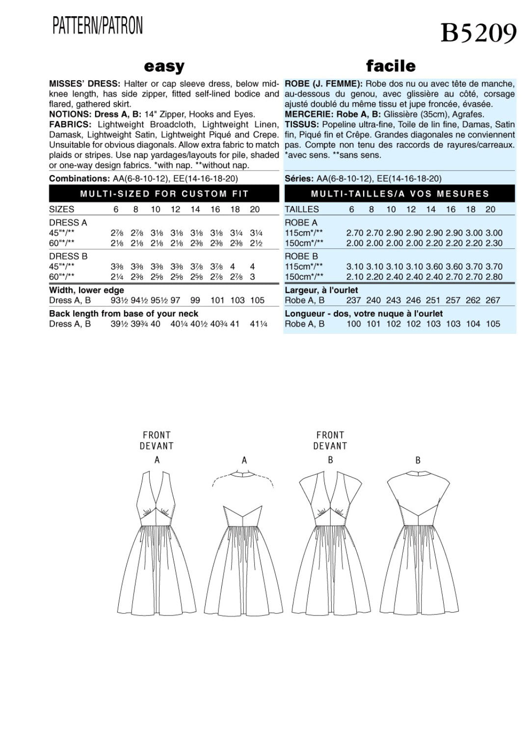 Patron Butterick 5209, patron robe