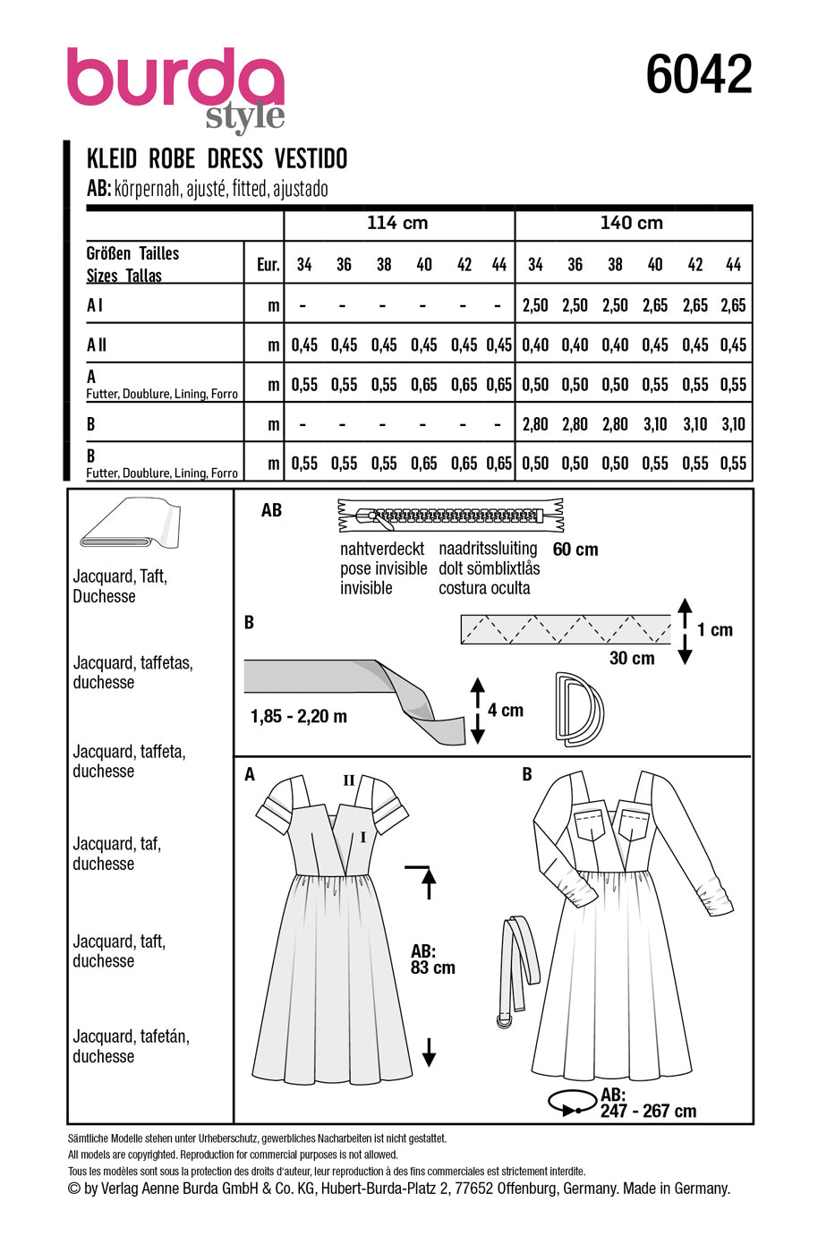 atron Burda robe 6042, robes au look rétro