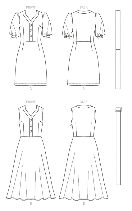 Patron de robes, ceinture et écharpe, Butterick 6809