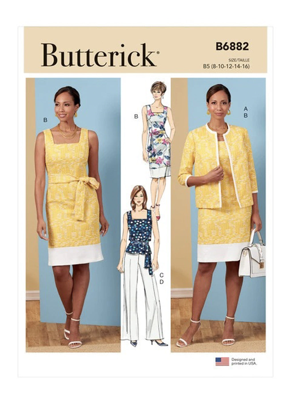 Patrons de couture robe, veste, haut et pantalon femme , Butterick 6882