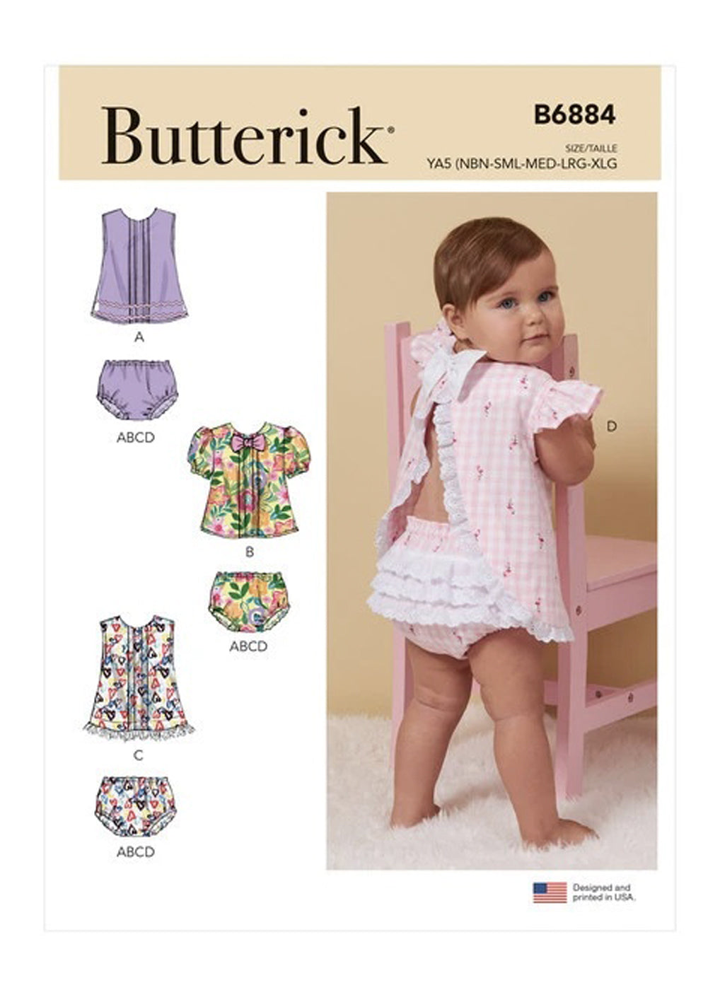 Patron de couture hauts et culottes bébés Butterick 6884