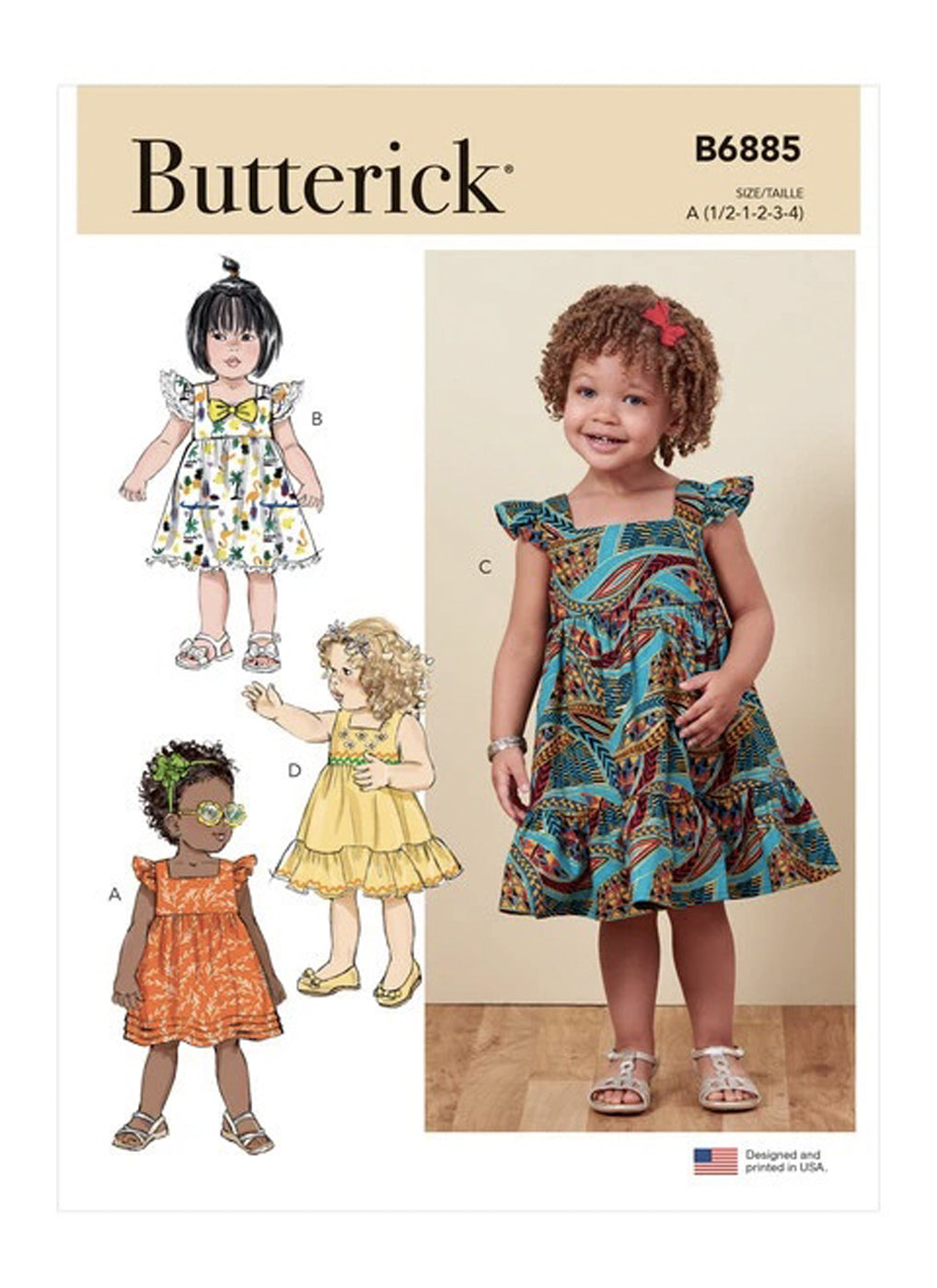 Patron de couture robe taille haute enfant Butterick 6885