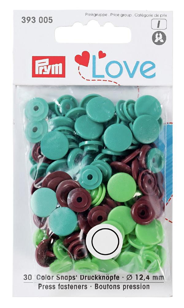 Boutons pression Prym Love 12mm, Vert, marron