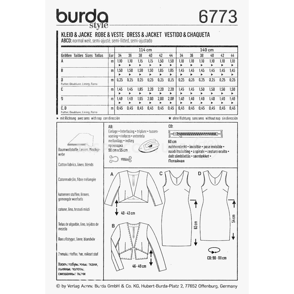 Patron Burda 6773 robe et veste