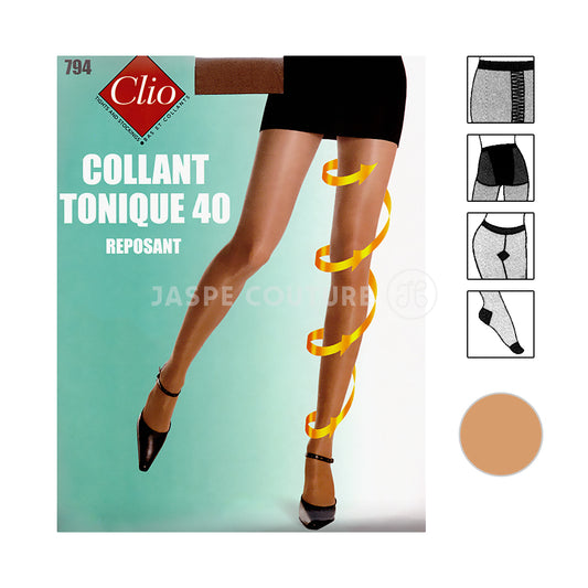 Collant tonique reposant beige doré 40D Clio