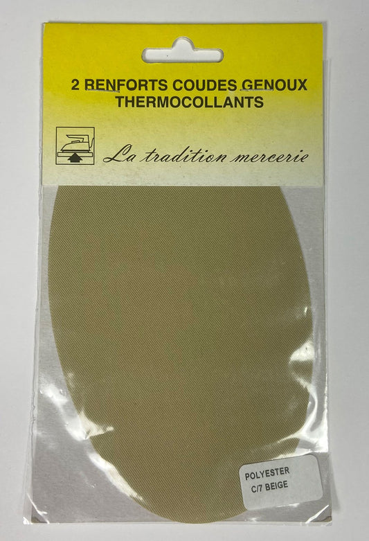 Renforts coudes et genoux, renfort thermocollant beige