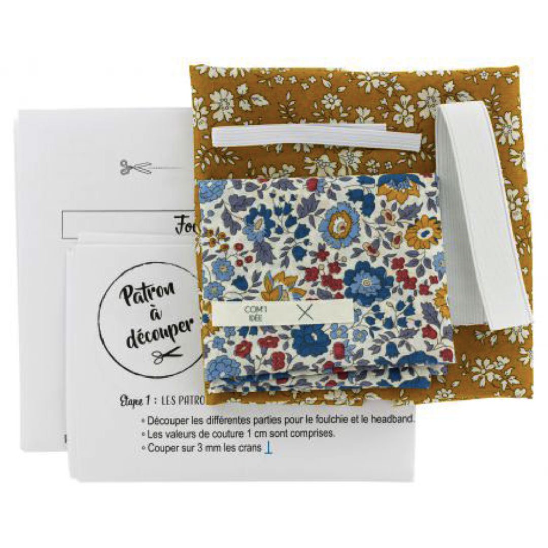 Kit couture Foulchie et headband en tissu Liberty