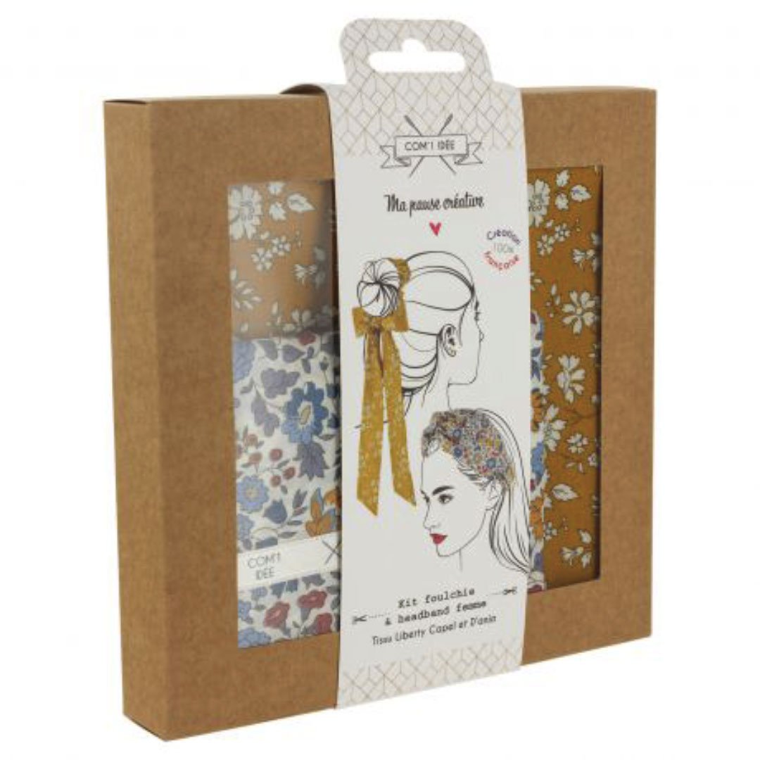 Kit couture Foulchie et headband en tissu Liberty