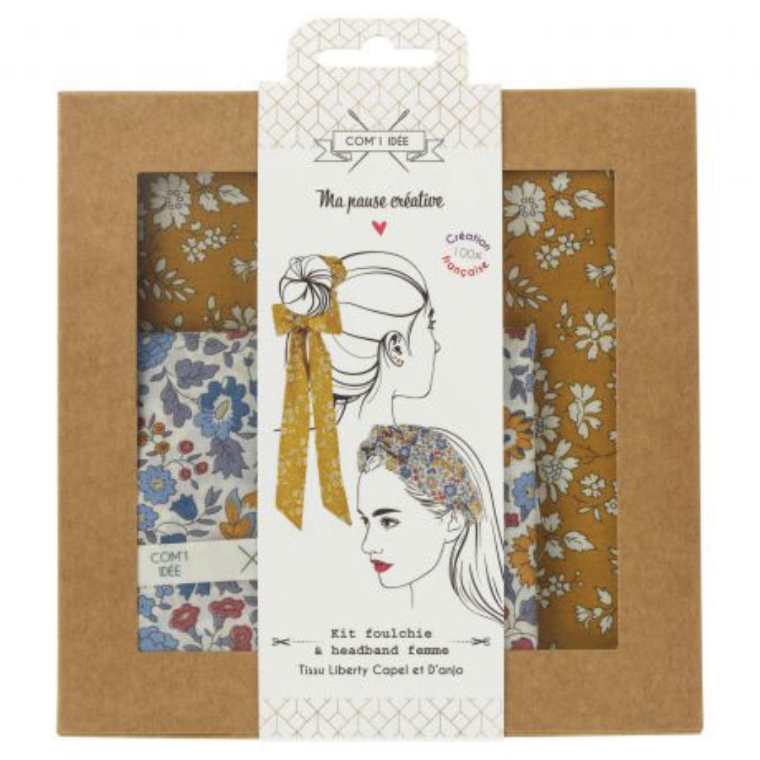 Kit couture Foulchie et headband en tissu Liberty