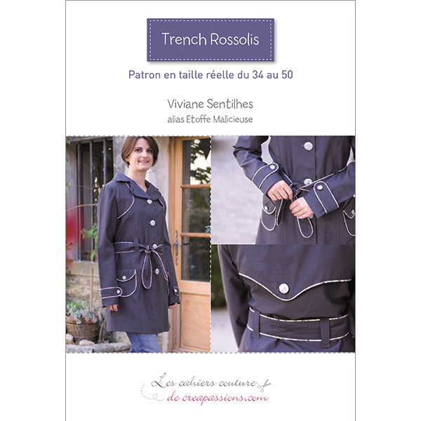 Trench Rossolis, Patron en taille réelle 34/50, Viviane Sentilhes