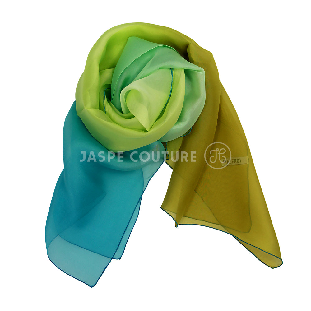 Foulard pure soie 4 tons vert lagon Malfroy