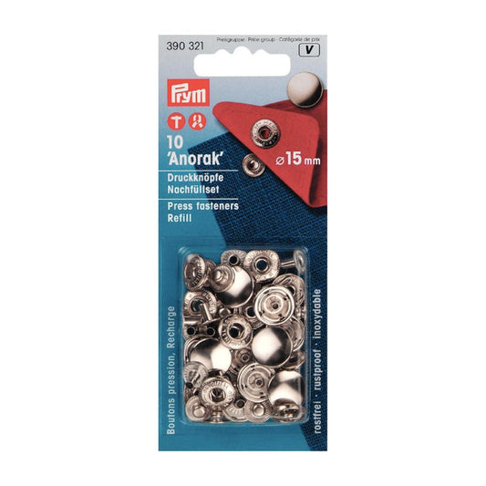 Recharge pour Boutons pression Anorak 15mm, argent, 390321