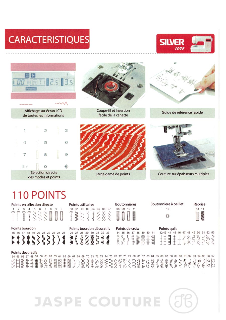 Machine à coudre Silver 1045 avec écran LCD