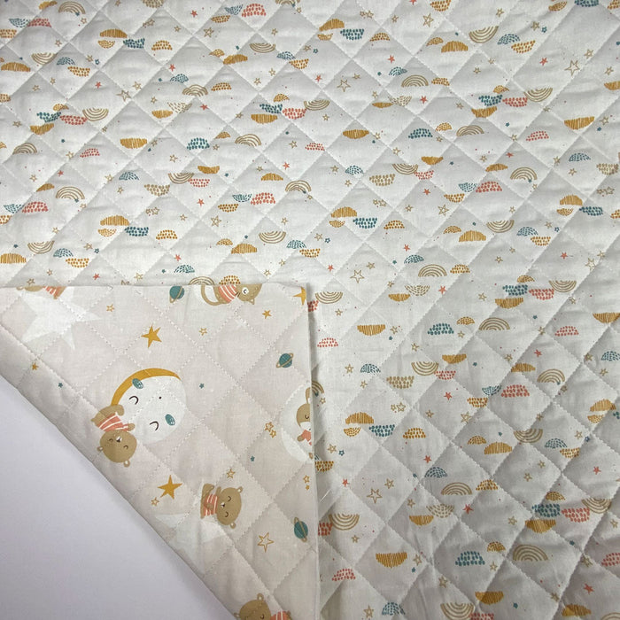 Tissu coton matelassé réversible, Oluna/Okolo grege - Jaspe Couture