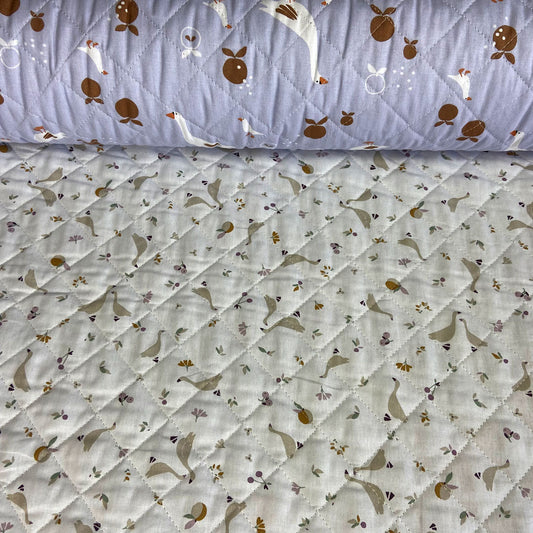 Tissu coton matelassé réversible pour enfants, Jacapi/Sidonie/Parme, 50cm