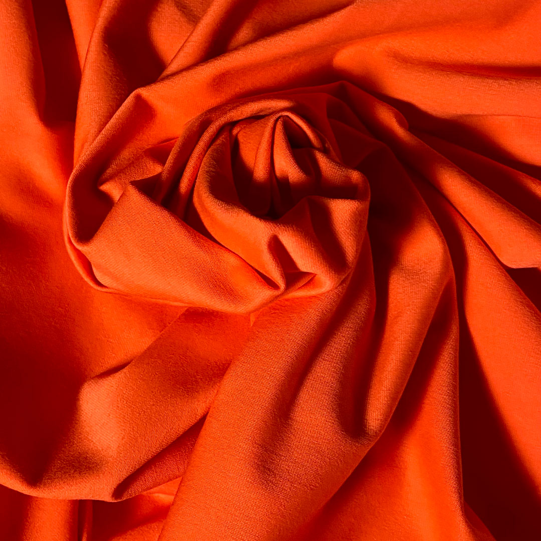 Tissu jersey coton uni souple couleur orange