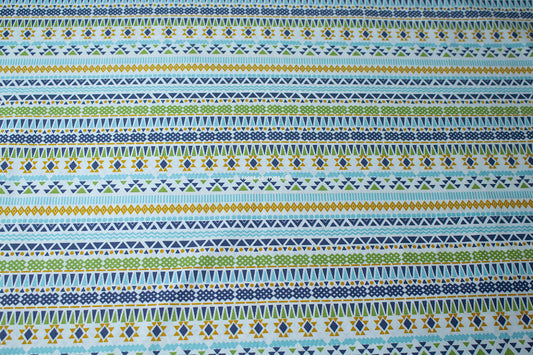 Tissu coton imprimé pour enfants, tissu motifs aztèque, bleu