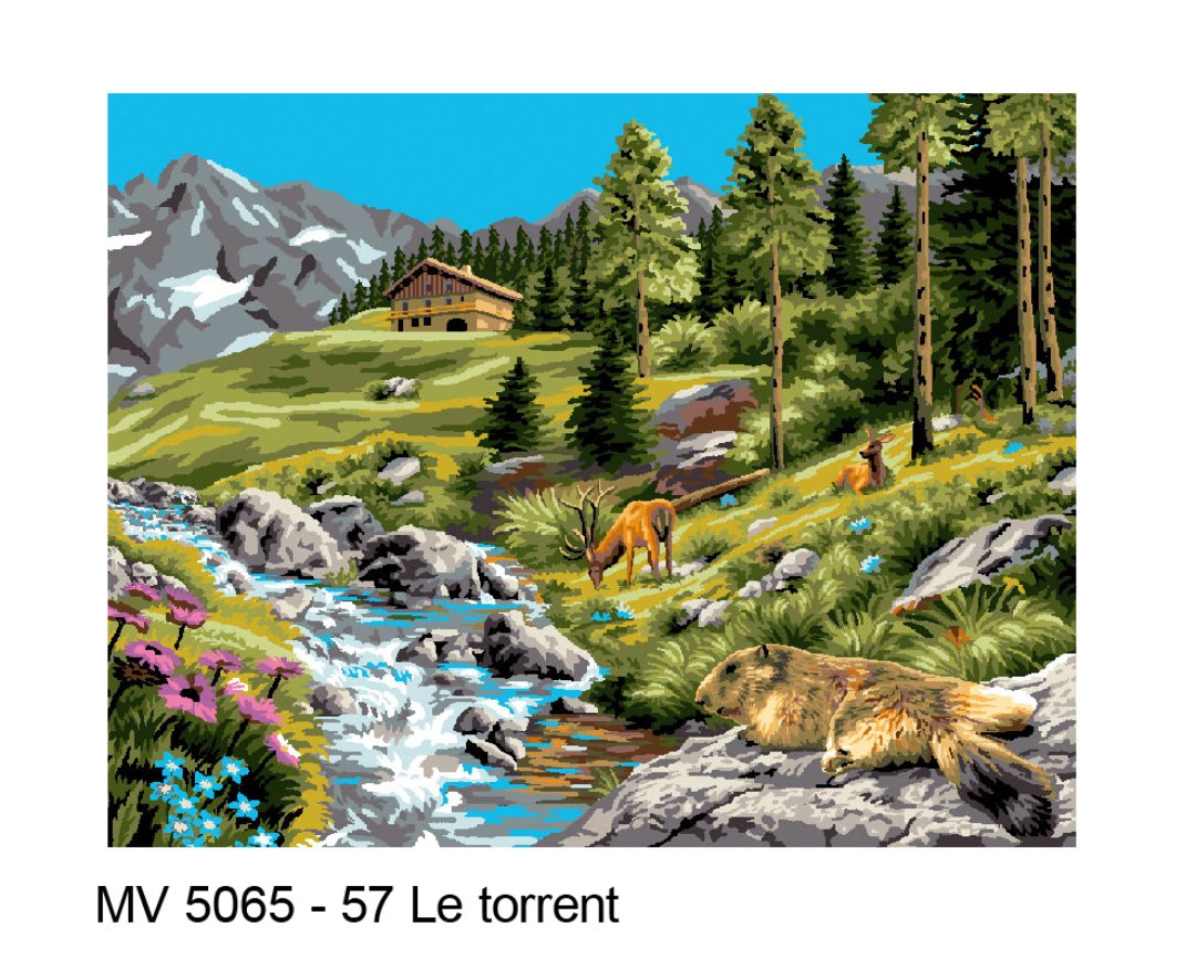 Toile canevas à broder, Luc Créations, Le torrent